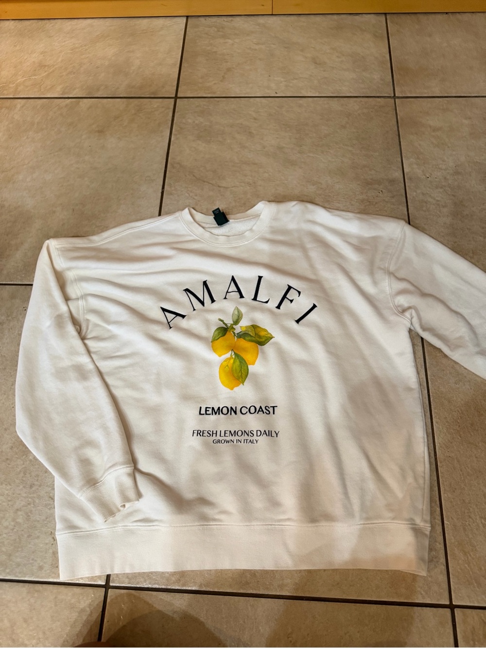 wild fable White Crewneck Sweatshirt with Yellow Lemon Graphic